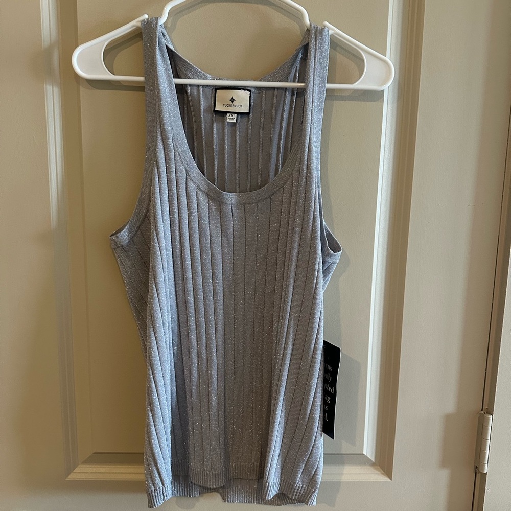 Tuckernuck Blue Ribbed Sleeveless Tank Top